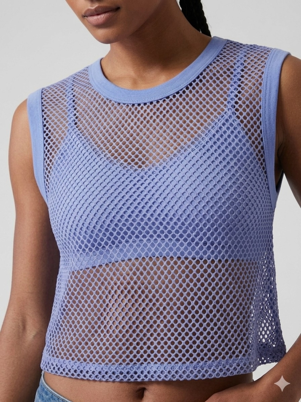 Free People Movement Fishnet Mesh Sleeveless Tee